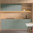 Cocina en Verde Java y Roble Hércules