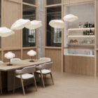 cafetería que combina el serenade sunset con la melamina pietra alba moa y serenade alba