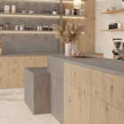 mueble en roble rústico con nudos reparados para comercio